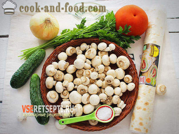 Pita brood met groenten en paddestoelen recept
