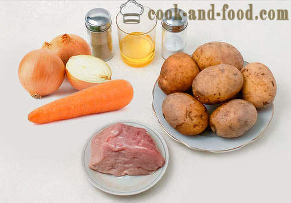 Aardappelen met varkensvlees in multivarka