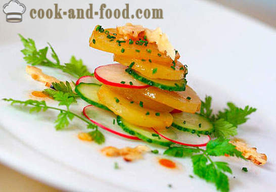 Plantaardige aardappelsalade met komkommer en radijs recept