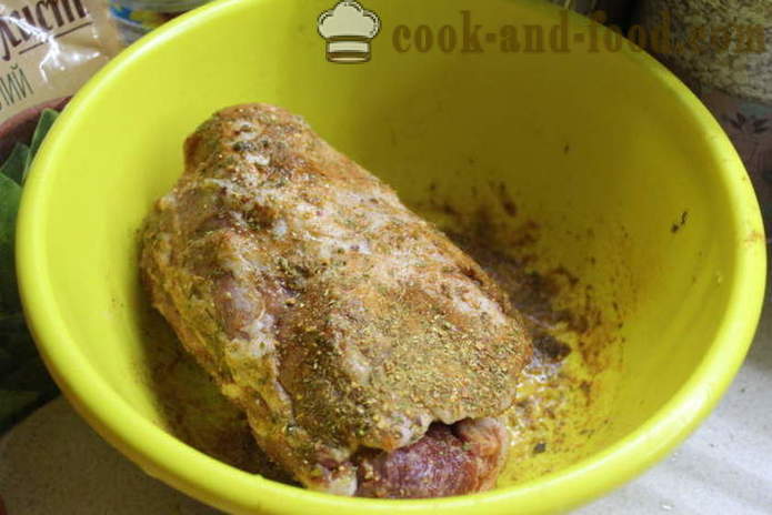 Gebraden varkensvlees met sinaasappelen in de folie - zoals svninu bakken in de oven voor een lekker stuk, stap voor stap recept foto's