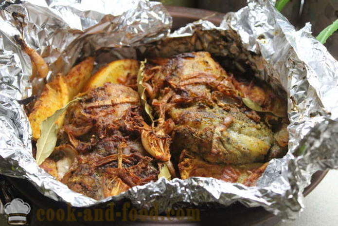Gebraden varkensvlees met sinaasappelen in de folie - zoals svninu bakken in de oven voor een lekker stuk, stap voor stap recept foto's