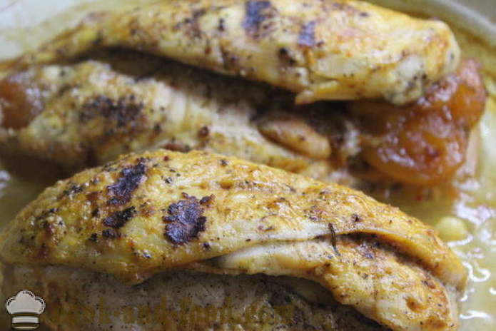 Broodjes kip met ananas en abrikozen - hoe rollen van kip, met een stap voor stap recept foto's