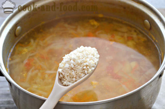 Verse kool soep met vlees en rijst - hoe vlees soep, een stap voor stap recept foto's te koken