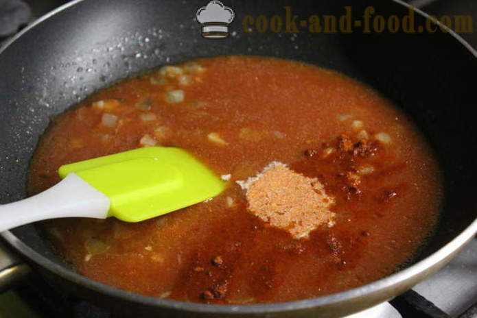 Spaghetti met tonijn in blik in tomaten-roomsaus - zowel heerlijke spaghetti, een stap voor stap recept foto's te koken