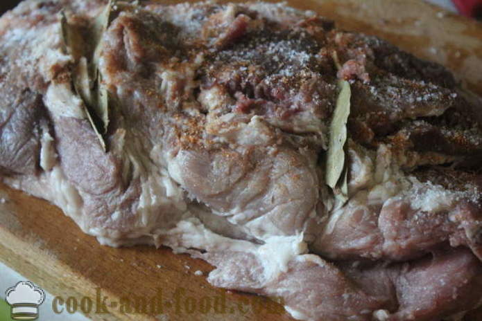 Geroosterd varkensvlees met appels en honing - als een sappige varkensgebraad in folie, met een stap voor stap recept foto's