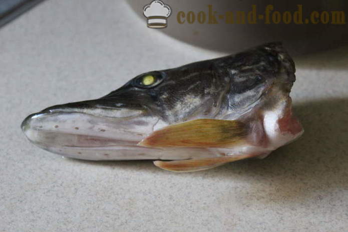 Vissoep met het hoofd Pike's opgezweept - hoe om te vissen soep te koken van een snoek snel, stap voor stap recept foto's