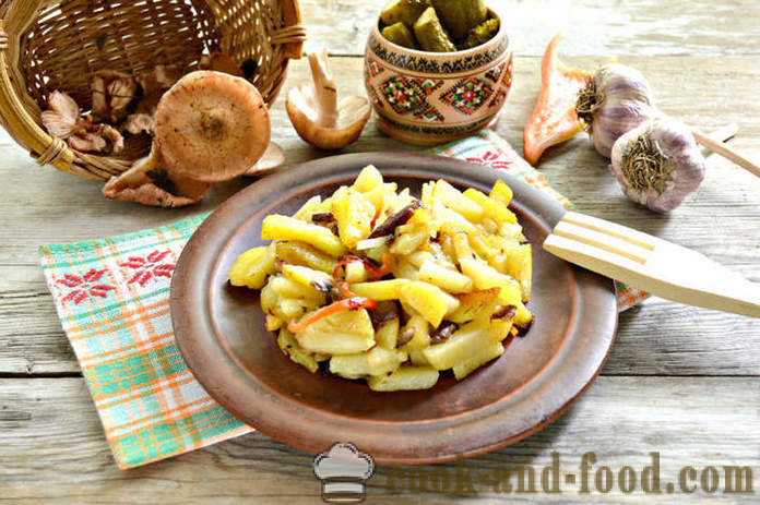 Verse paddestoelen gebakken met aardappelen - hoe champignons met aardappelen bakken in een koekenpan, een stap voor stap recept foto's