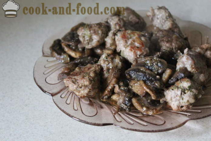 Gehaktballen met champignons en roomsaus - hoe vlees ballen van gehakt vlees en champignons, een stap voor stap recept foto's voor te bereiden