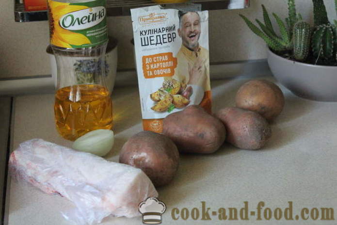 Gekookte aardappelen met uien en bacon - zo heerlijk om aardappelen te bereiden voor een bijgerecht, een stap voor stap recept foto's