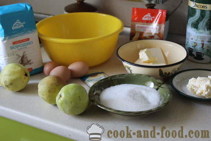 Deeg pastei van de peer - hoe je een taart met peren, vla en soufflé in de oven te bakken met een stap voor stap recept foto's
