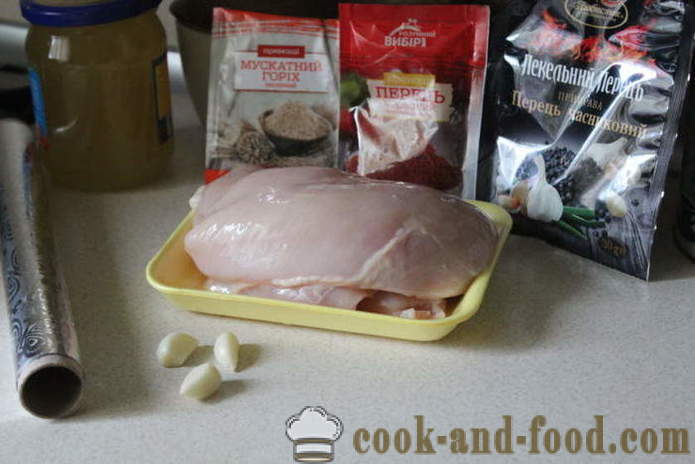 Thuis pastrami kipfilet in folie - hoe je een pastrami kip te maken in de oven, met een stap voor stap recept foto's