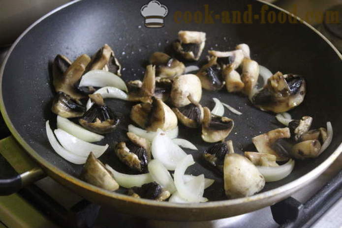 Warme champignon salade met aardappelen - hoe je een warme aardappelsalade met champignons, een stap voor stap recept foto's maken