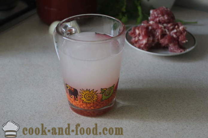 Eenvoudige rode linzensoep met gehaktballen en tomaat - hoe soep van rode linzen koken, met een stap voor stap recept foto's
