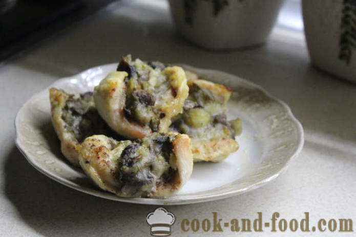 Rolled kipfilet gevuld met champignons en aardappelen - hoe rollen van kip, met een stap voor stap recept foto's