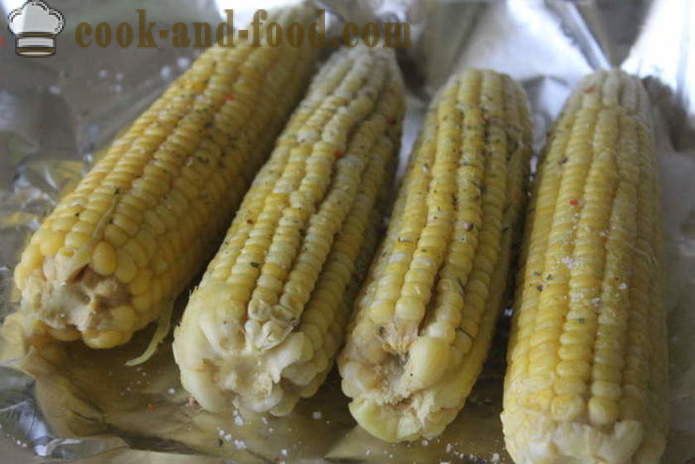 Corn gebakken in de oven in folie - hoe om te koken maÃ¯s op de kolf in de oven, met een stap voor stap recept foto's