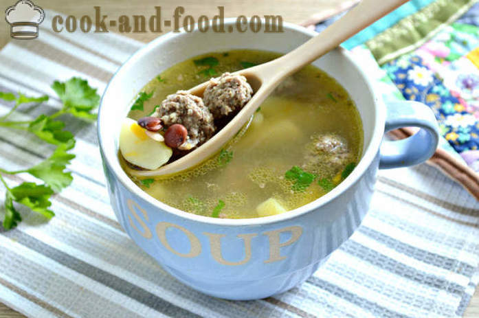 Bean soep met balletjes en aardappelen - hoe bonensoep met rode bonen, een stap voor stap recept foto's te koken