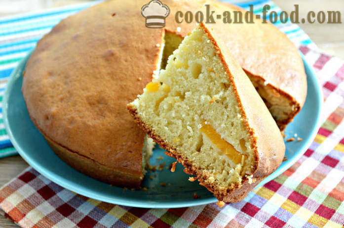 Jellied abrikoos Cake op kefir - een eenvoudige en snelle, hoe om te bakken abrikoos taart in de oven, met een stap voor stap recept foto's