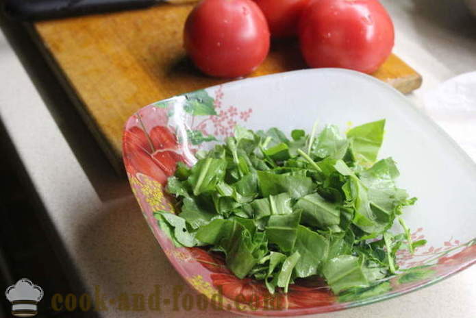 Heerlijke salade met rucola en tomaten - hoe je een salade van rucola voor te bereiden, een stap voor stap recept foto's