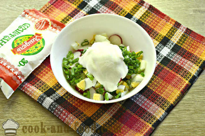 Salade met radijzen en rabarber - hoe je een salade van radijs en rabarber, een stap voor stap recept foto's maken