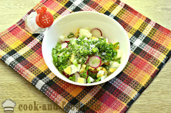 Salade met radijzen en rabarber - hoe je een salade van radijs en rabarber, een stap voor stap recept foto's maken