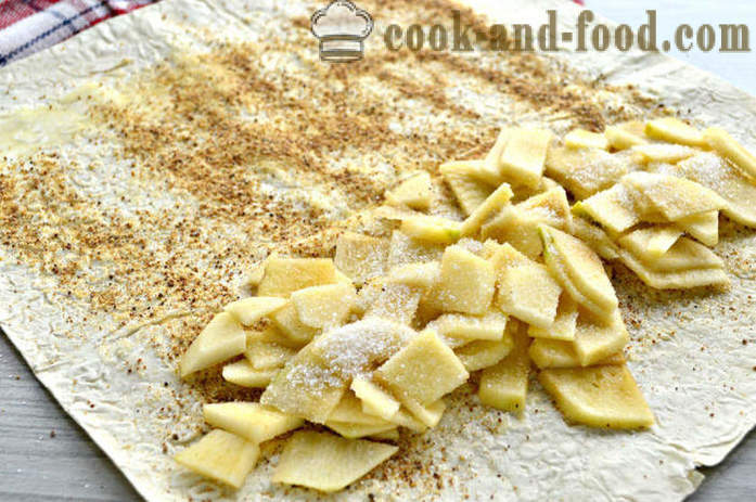 Apple strudel lavash - hoe strudel van pita koken in de oven, met een stap voor stap recept foto's