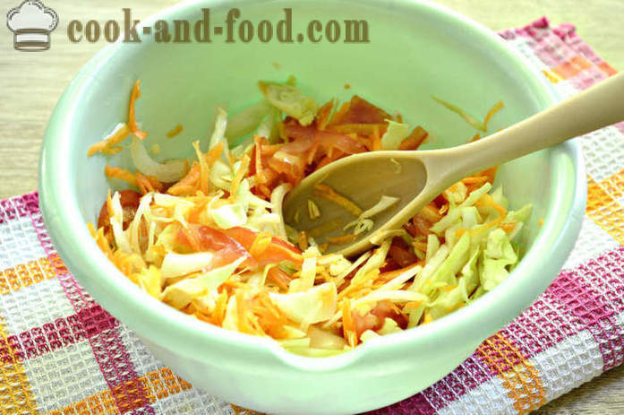 Stap voor stap recept foto heerlijke salade van verse kool en wortelen - hoe je een heerlijke salade van jonge kool en wortelen koken