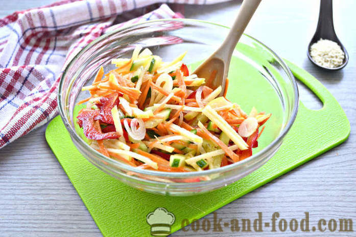 Verse groente salade met sesam - hoe je een salade met sesamzaadjes en groenten te maken, met een stap voor stap recept foto's