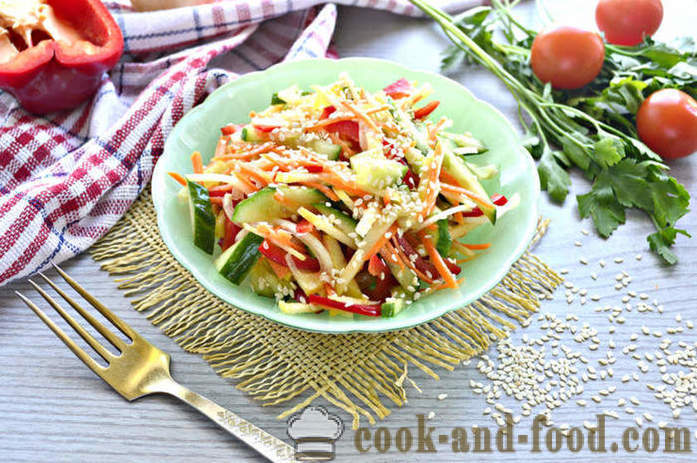 Verse groente salade met sesam - hoe je een salade met sesamzaadjes en groenten te maken, met een stap voor stap recept foto's
