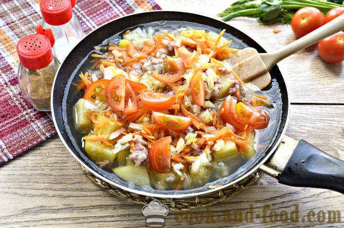 Aardappelen gestoofd met vlees en groenten - hoe heerlijke aardappelen koken in een pan, een stap voor stap recept foto's