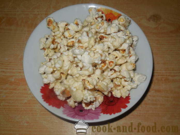 Zoute en zoete popcorn in een pan - hoe je popcorn thuis op de juiste stap voor stap recept foto's maken
