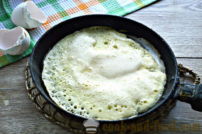 Loempia met zetmeel en mayonaise - hoe pannenkoeken voor eiersalade, een stap voor stap recept foto's maken