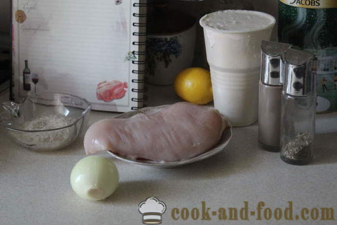 Gehaktballen van gehakt kip met rijst en zure room saus - hoe gehaktballen uit gehakt kip en rijst koken, met een stap voor stap recept foto's