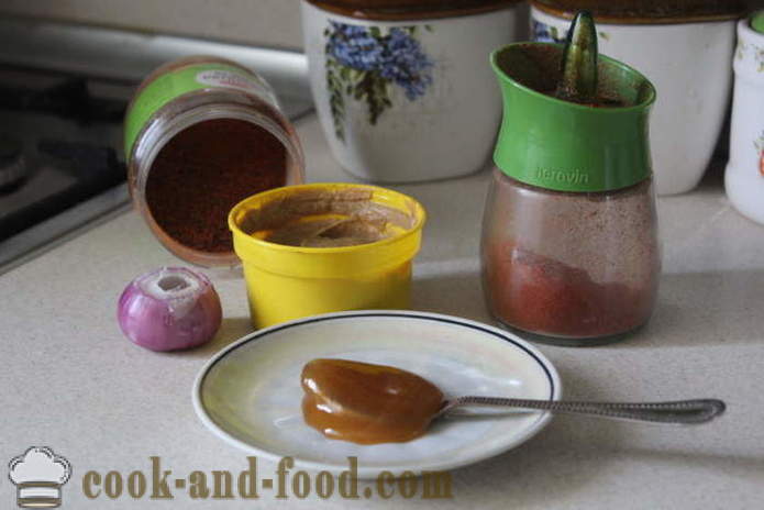 Honing-mosterd saus voor kip of ribs - hoe honing-mosterd saus voor rundvlees, een stap voor stap recept foto's maken