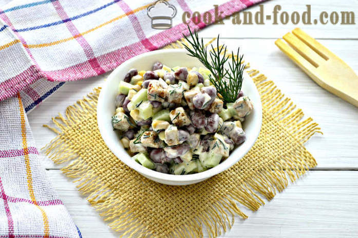 Salade met ingeblikte bonen en crackers - hoe je een bonen salade met croutons, een stap voor stap recept foto's maken