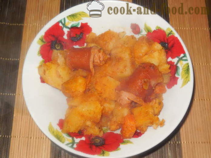 Solyanka met worst en aardappelen in multivarka - hoe je een heerlijke worst met aardappelen, een stap voor stap recept foto's te koken