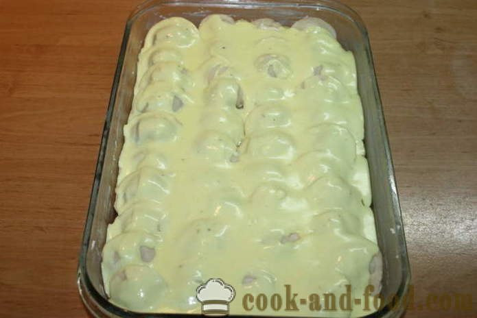 Gebakken ravioli in de oven - zoals dumplings gebakken in de oven met kaas en saus, een stap voor stap recept foto's