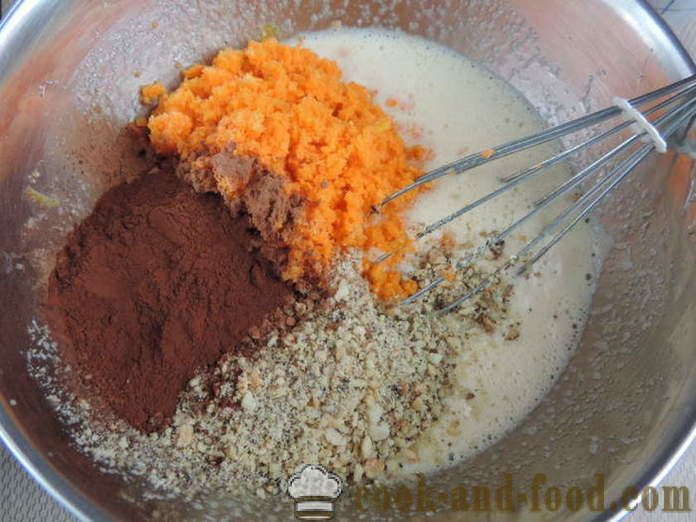 De makkelijkste chocolade carrot cake met plantaardige olie - hoe carrot cake in de oven, met een stap voor stap recept foto's