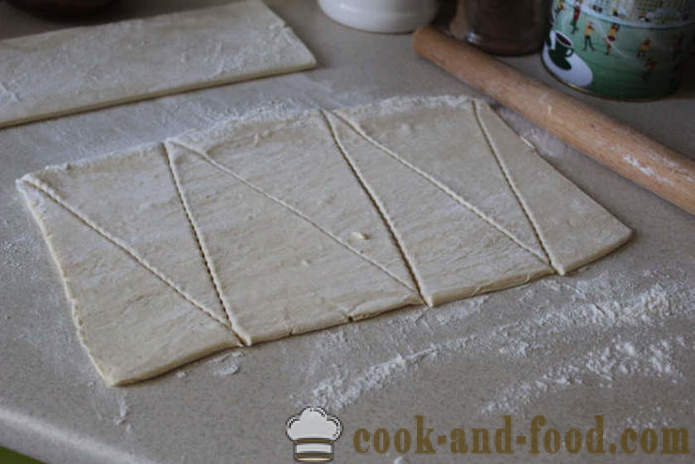 Croissants van de afgewerkte bladerdeeg - hoe croissants te maken met jam van het deeg, met een stap voor stap recept foto's