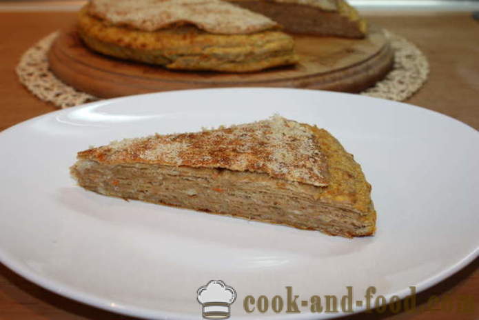 Cheese cake van dunne pita met kipfilet - hoe je een taart te maken van lavash met het vullen in de oven, met een stap voor stap recept foto's