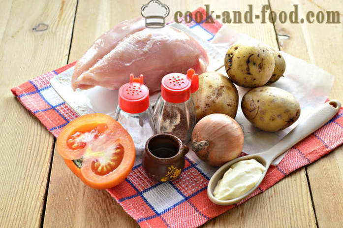 Gebakken aardappelen met kip en tomaat - hoe kip bakken in de oven met aardappelen, een stap voor stap recept foto's