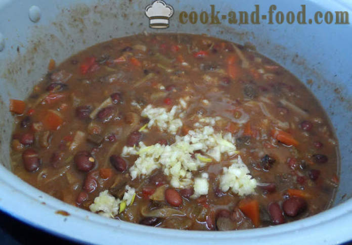 Dikke soep Chili con carne - hoe je een klassieke chili con carne, stap voor stap recept foto's te koken