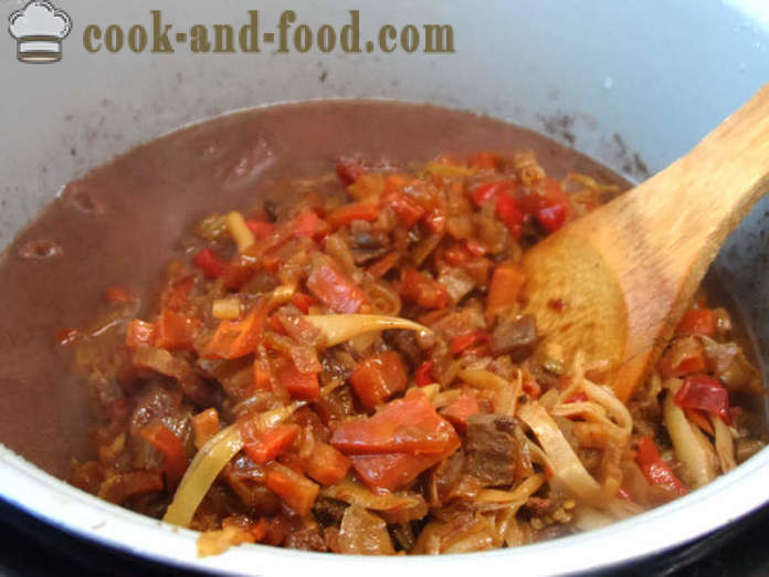 Dikke soep Chili con carne - hoe je een klassieke chili con carne, stap voor stap recept foto's te koken