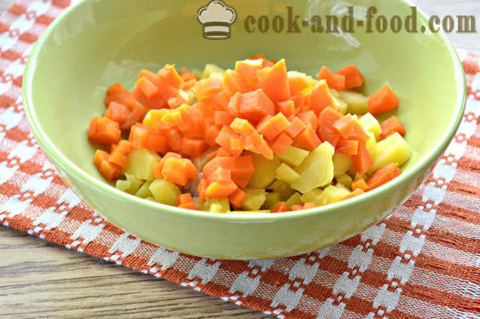 Eenvoudige plantaardige salade met haring - hoe je een vinaigrette met haring, een stap voor stap recept foto's maken