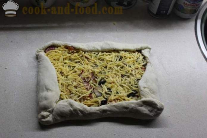 Stromboli - pizza broodje van gerezen deeg, hoe pizza te maken in een broodje, een stap voor stap recept foto's