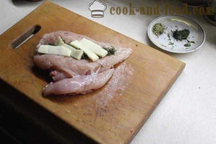 Kaas roll van kipfilet in de oven - hoe je een kip roll te maken thuis, stap voor stap recept foto's