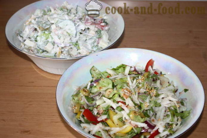 Salade met groenten en mozzarella - hoe je een salade met groenten en kaas te maken, met een stap voor stap recept foto's