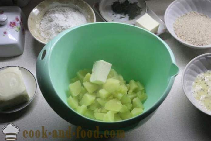 Ballen van aardappels met kaas en kruiden in de olie - hoe aardappelballen maken met kaas, een stap voor stap recept foto's