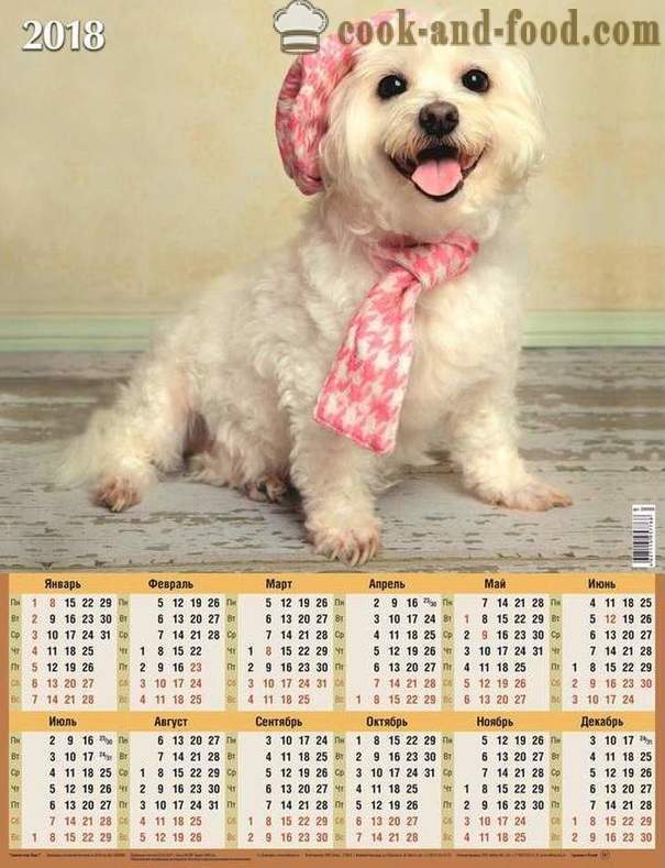 Kalender 2018 - Jaar van de Hond aan de oostelijke kalender: gratis te downloaden Kerstmis kalender met honden en puppies.