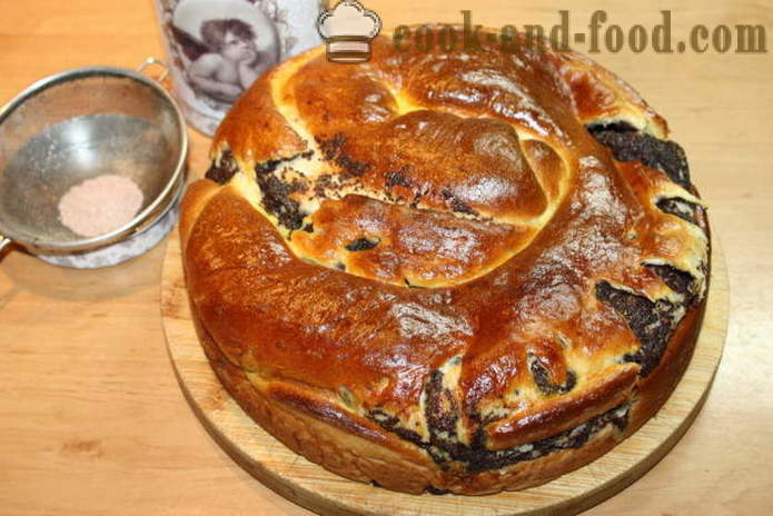 Maanzaad cake gist-snail - hoe maanzaad cake te maken van gistdeeg, een stap voor stap recept foto's
