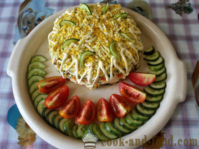 Eenvoudige paddestoel salade met champignons en kaas - hoe je een salade met champignons, een stap voor stap recept foto's voor te bereiden